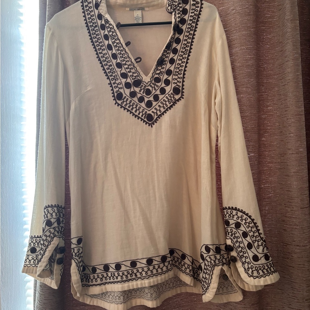 Lucky Brand Brown Pattern Swim Coverup